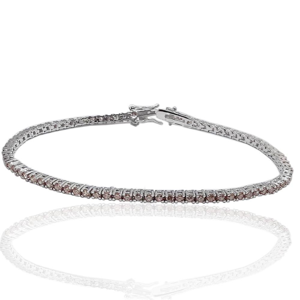 Bracciale tennis mm 2 in argento 925 rodiato con zirconi champagne cm 21