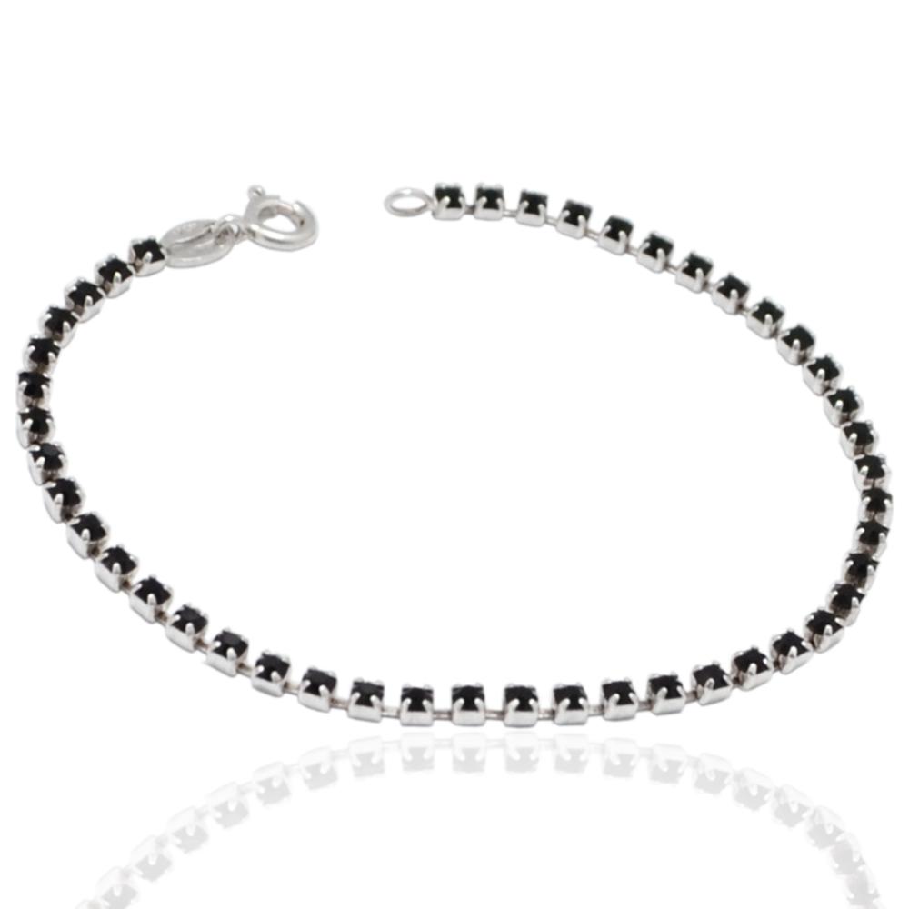 Bracciale tennis mm 2,5 in argento 925 con strass black cm 18
