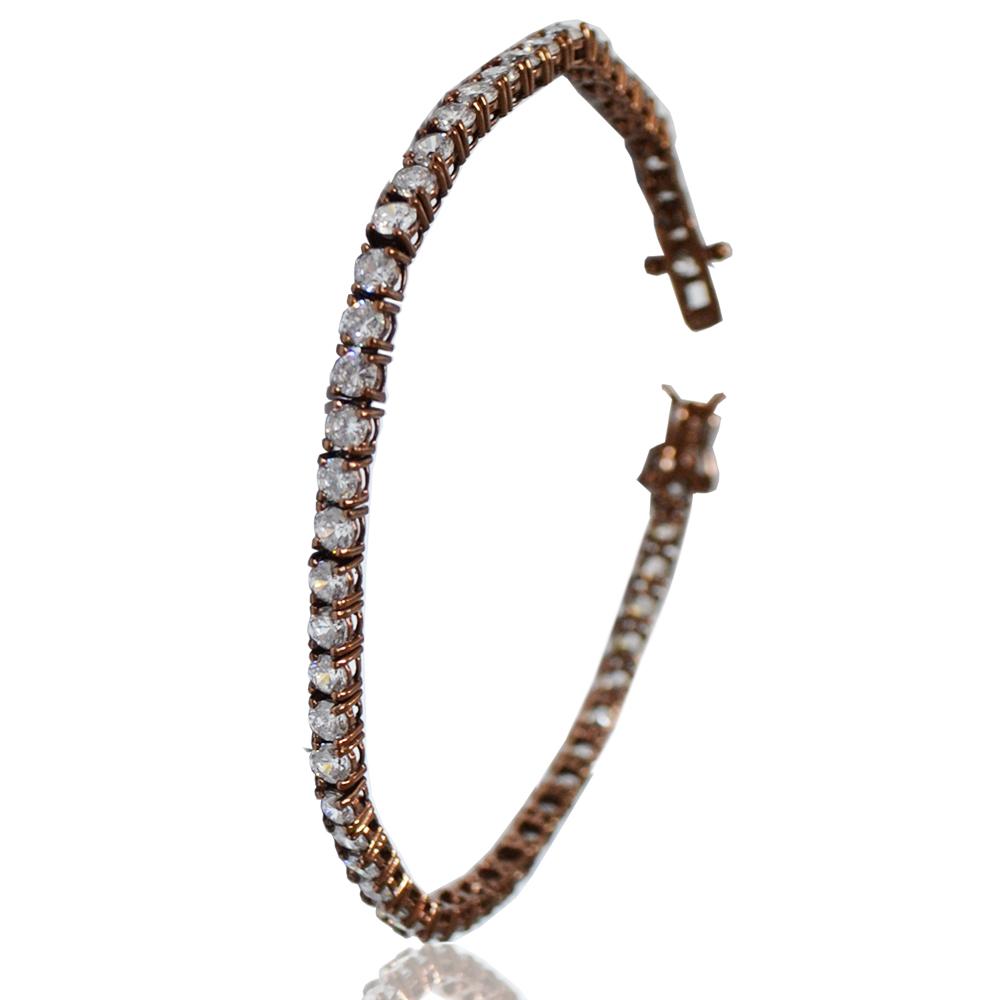 Bracciale tennis mm 3 in argento galvanico rame titolo 925 con zirconi bianchi cm 19