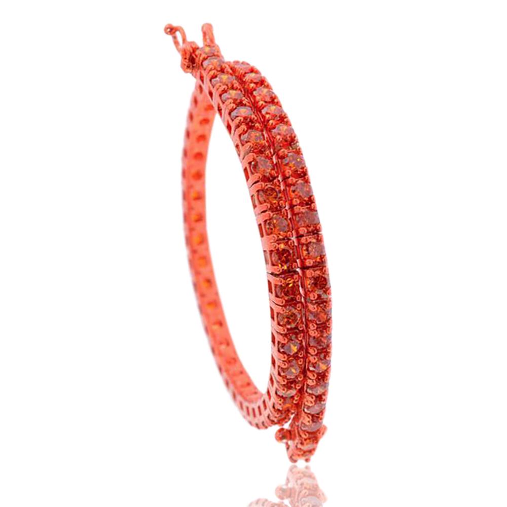 Bracciale tennis mm 3 in argento galvanico rosso titolo 925 con zirconi rossi cm 19