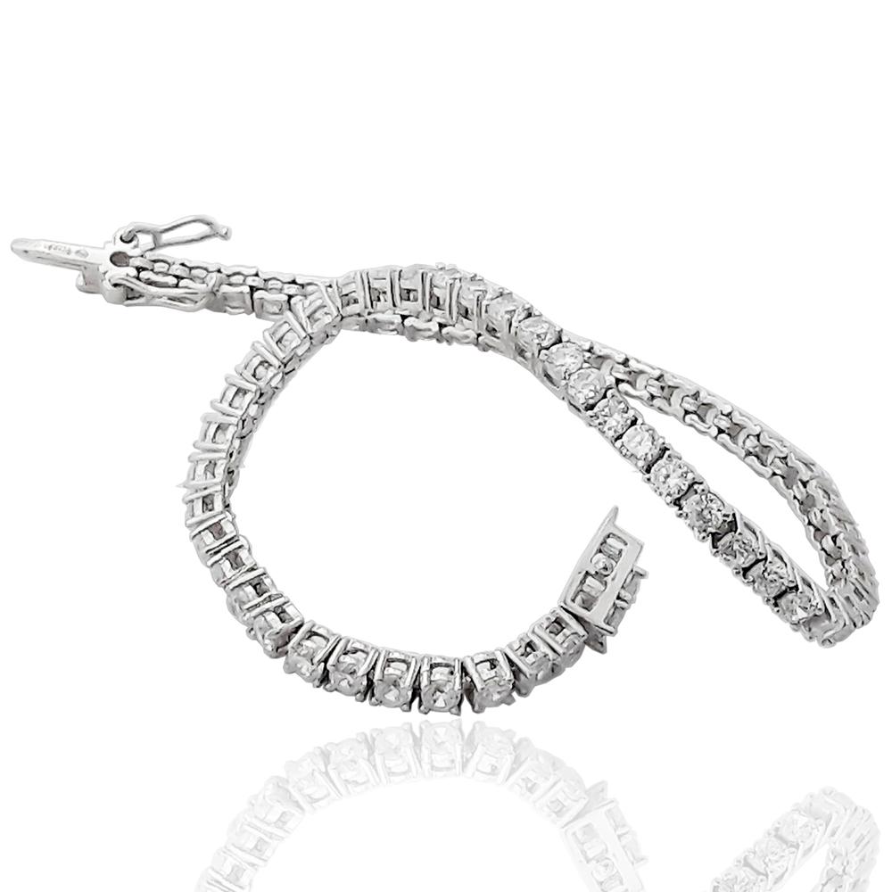 Bracciale tennis mm 3 in argento 925 rodiato con zirconi bianchi cm 19