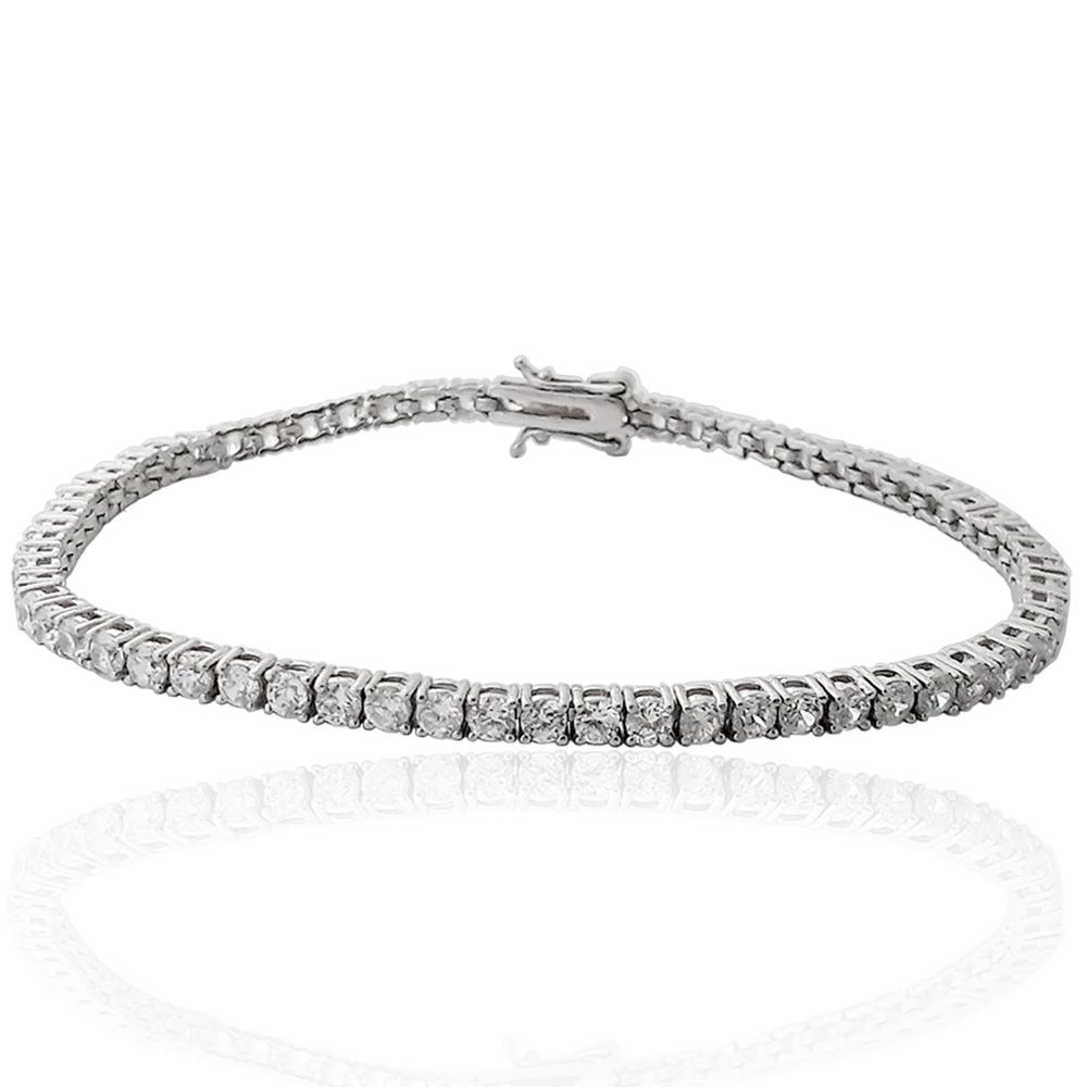 Bracciale tennis mm 3 in argento 925 rodiato con zirconi bianchi cm 19