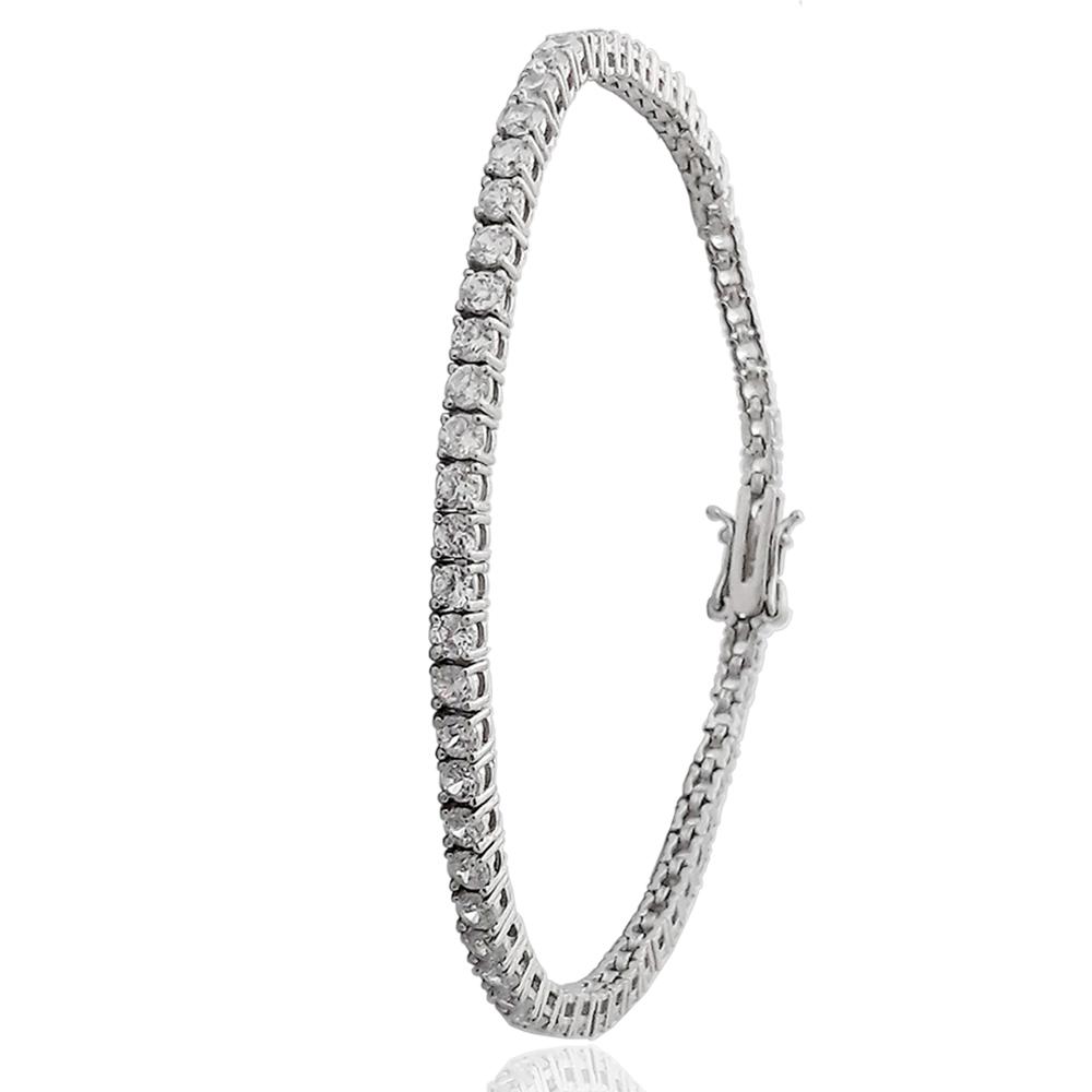 Bracciale tennis mm 3 in argento 925 rodiato con zirconi bianchi cm 19