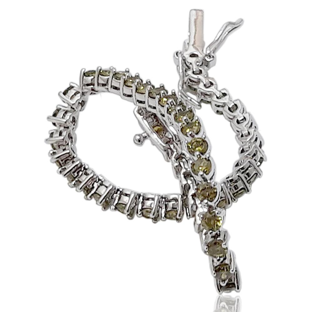 Bracciale tennis mm 3,5 in argento 925 rodiato con zirconi verde oliva a 3 griffe cm 18