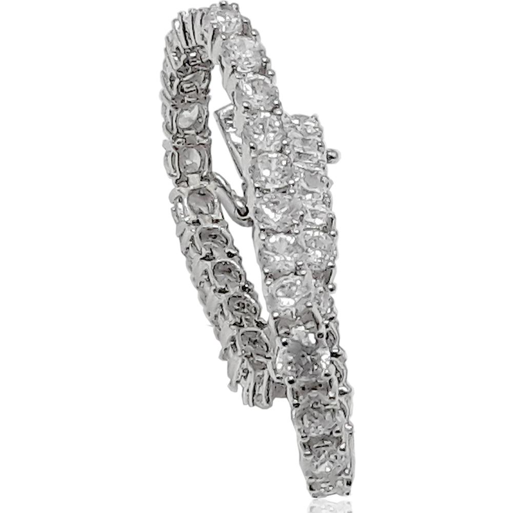 Bracciale tennis mm 4 in argento 925 rodiato con zirconi bianchi cm 19