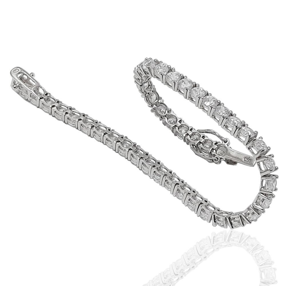 Bracciale tennis mm 4 in argento 925 rodiato con zirconi bianchi cm 19
