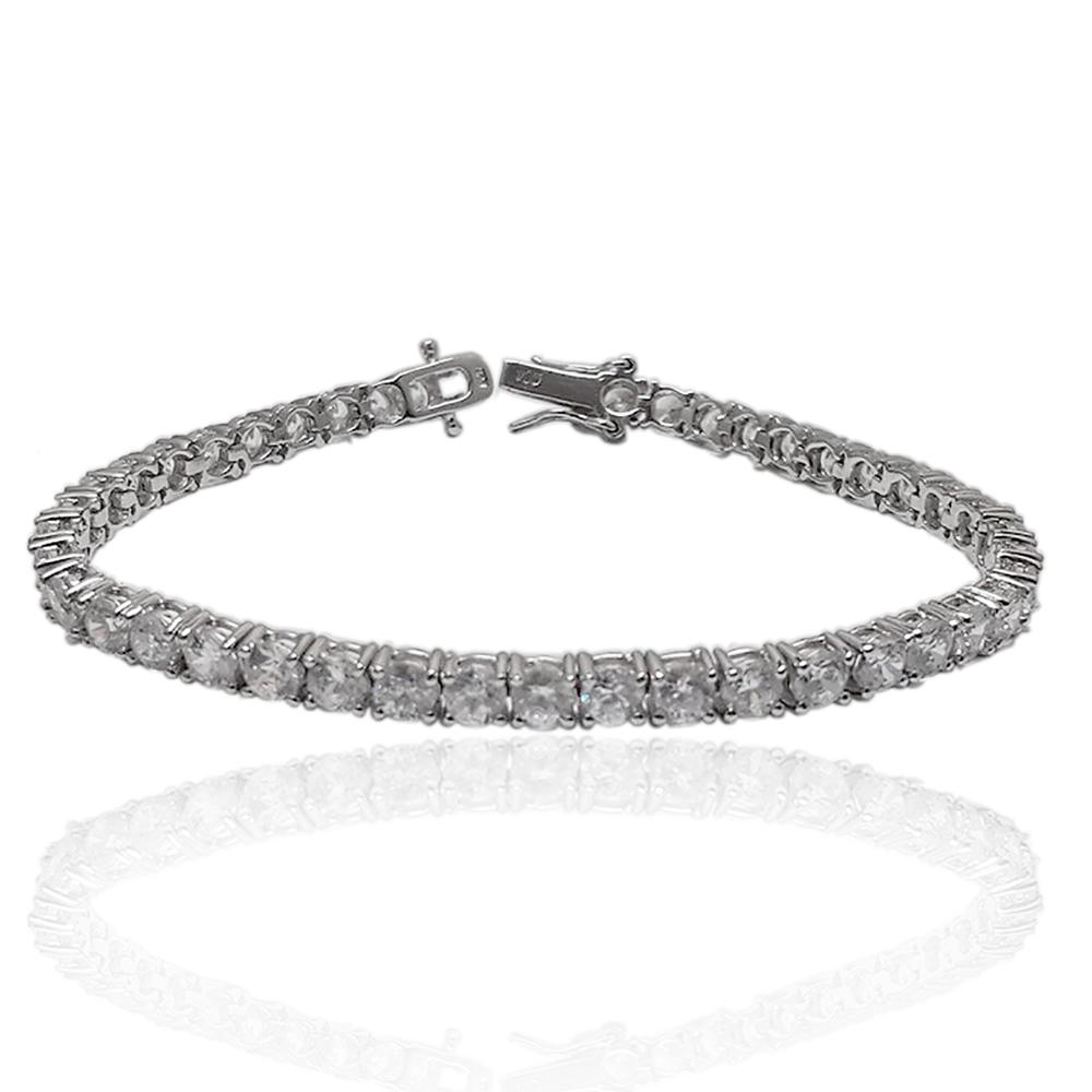 Bracciale tennis mm 4 in argento 925 rodiato con zirconi bianchi cm 19