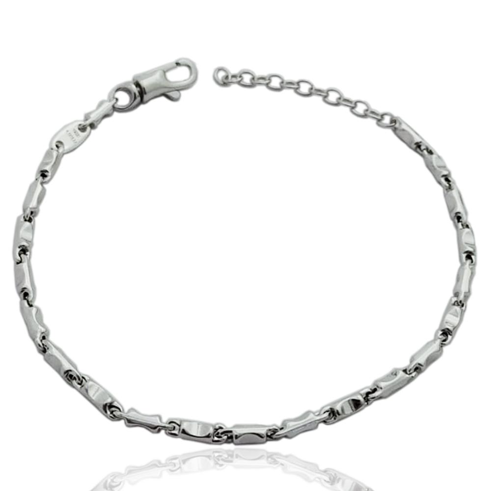 Bracciale uomo con maglia a segmento mm 9x3 in argento 925 rodiato cm 18-21