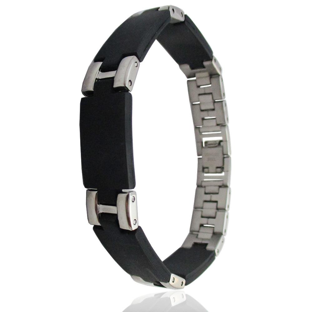 Bracciale uomo mm 12 in acciaio e caucciu' maglia jubilee cm 20