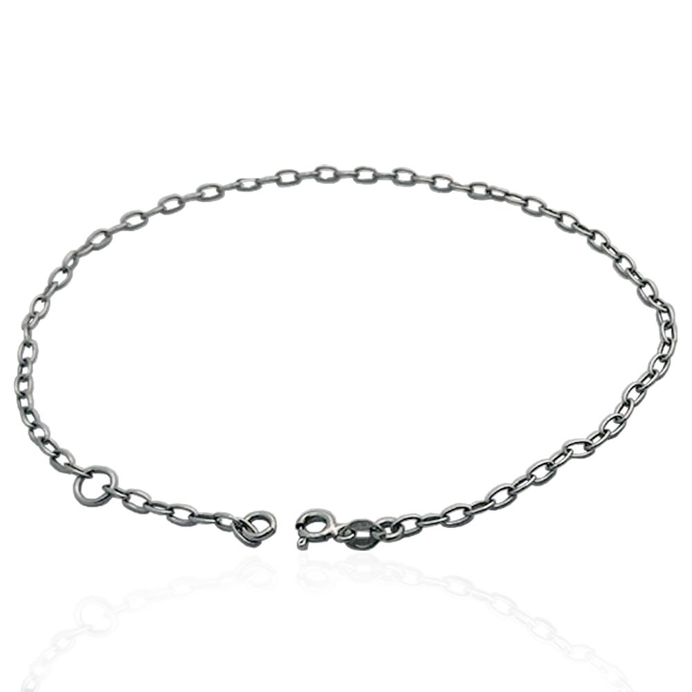 Cavigliera rolo' ovale in argento 925 rodiato a doppia misura cm 24/26,5