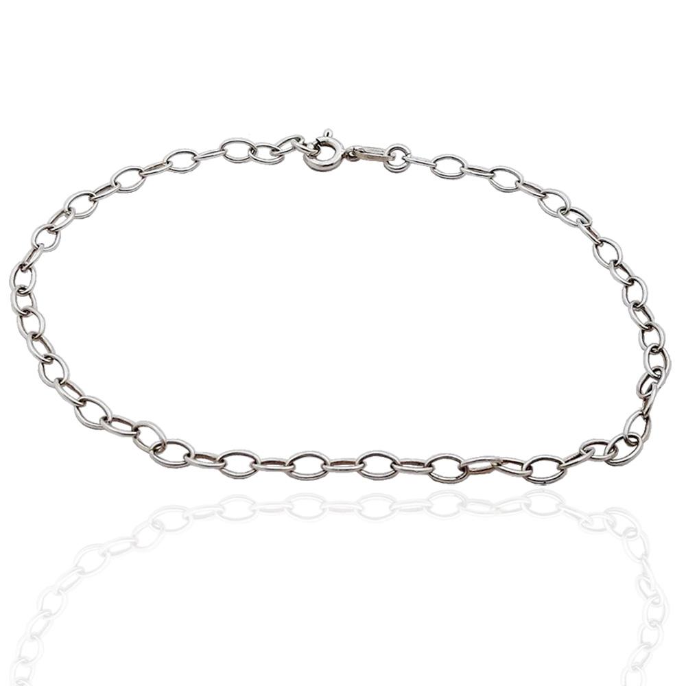 Cavigliera unisex rolo' ovale in argento titolo 925 cm 24