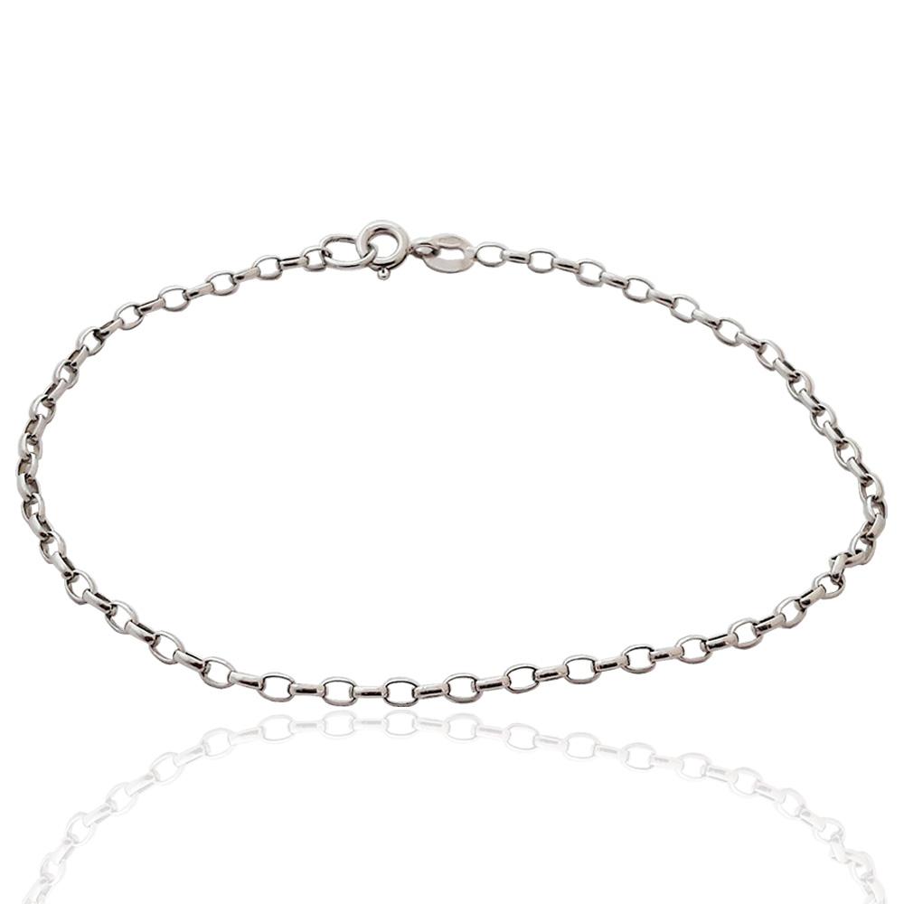 Cavigliera unisex rolo' ovale mm 2 in argento 925 rodiato cm 24