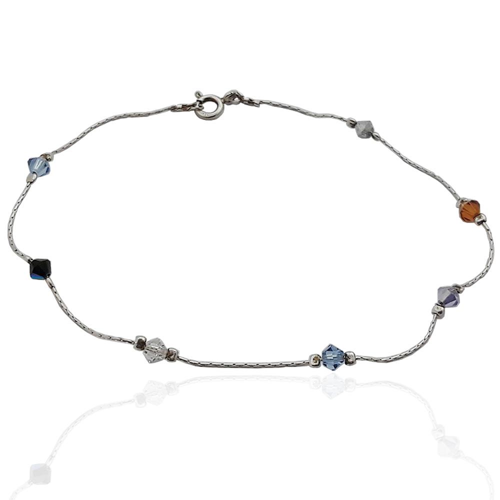 Cavigliera snake cm 23 in argento 925 con cristalli swarovski multicolor mm 4