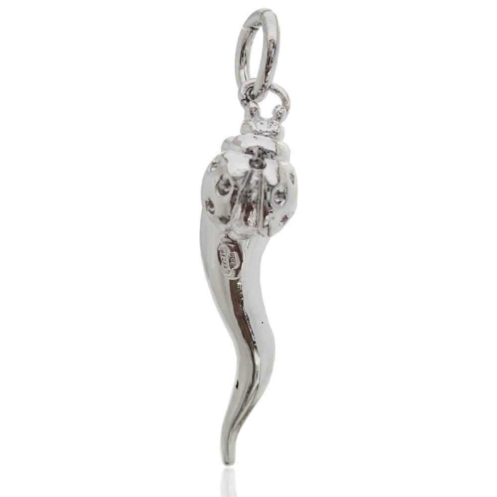 Ciondolo corno coccinella mm 44x11 in argento microfuso brunito titolo 800
