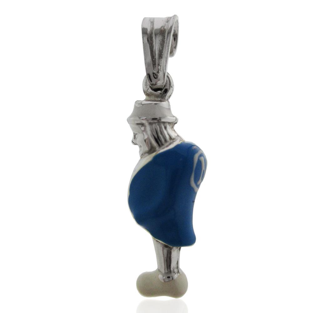 Ciondolo scaramantico gobbo napoli mm 25 in argento titolo 925 smaltato bianco-azzurro