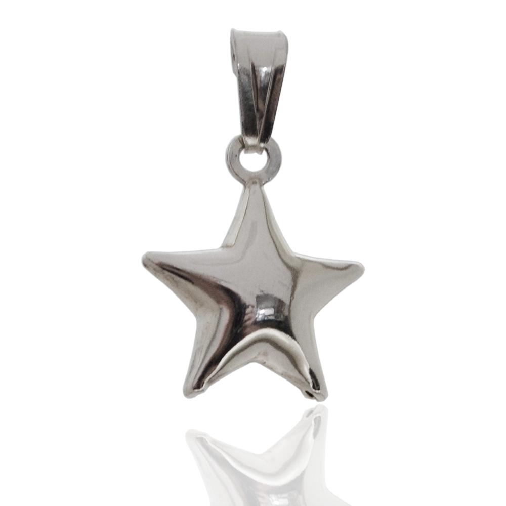 Ciondolo accoppiato stella bombata mm 16 in argento 925 rodiato