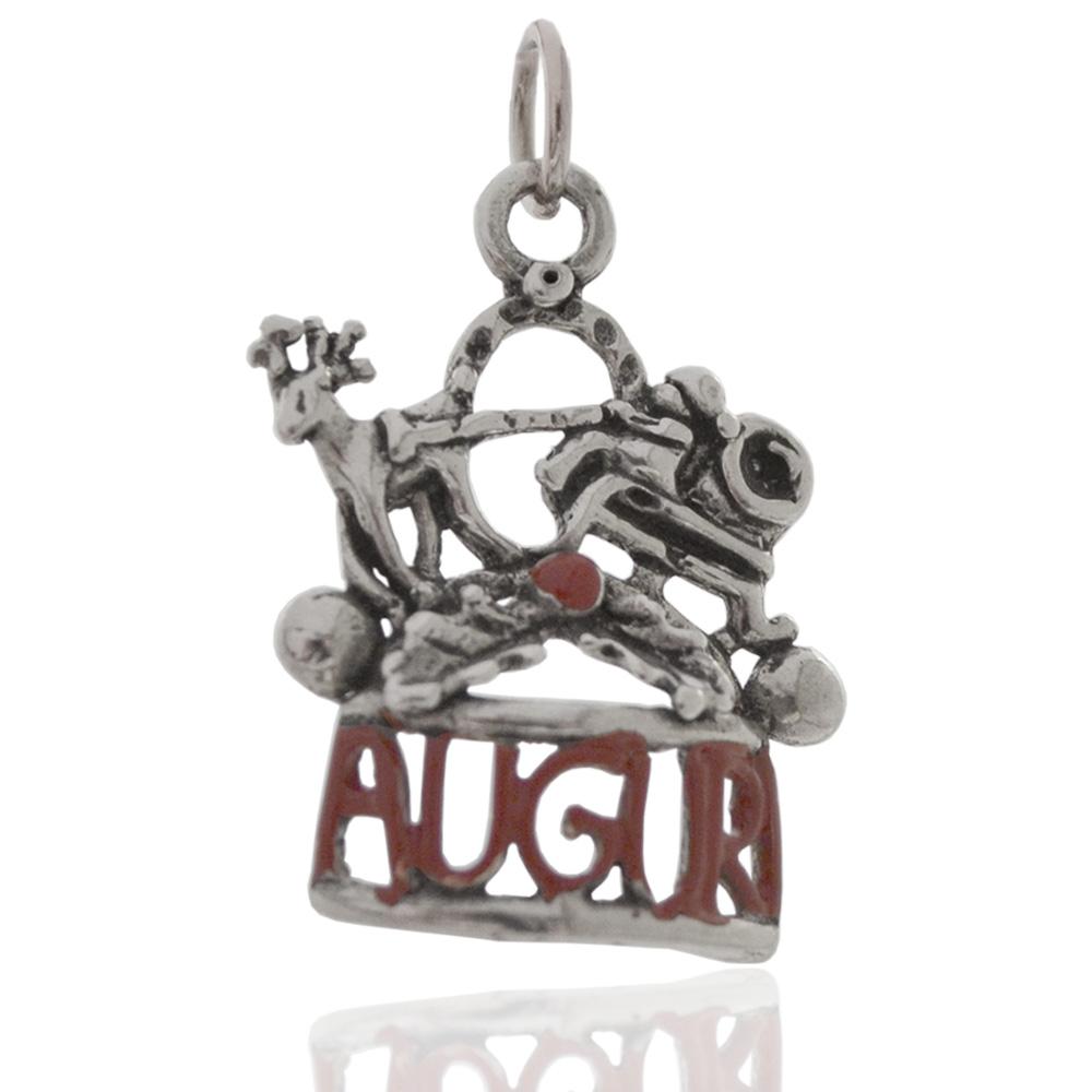 Ciondolo appendino slitta con babbo natale con scritta auguri in argento microfuso brunito titolo 800