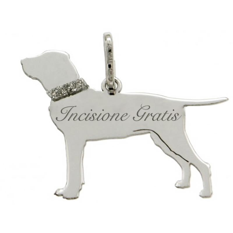 Ciondolo cane bracco italiano mm 21x27 in argento 925 con incisione gratis