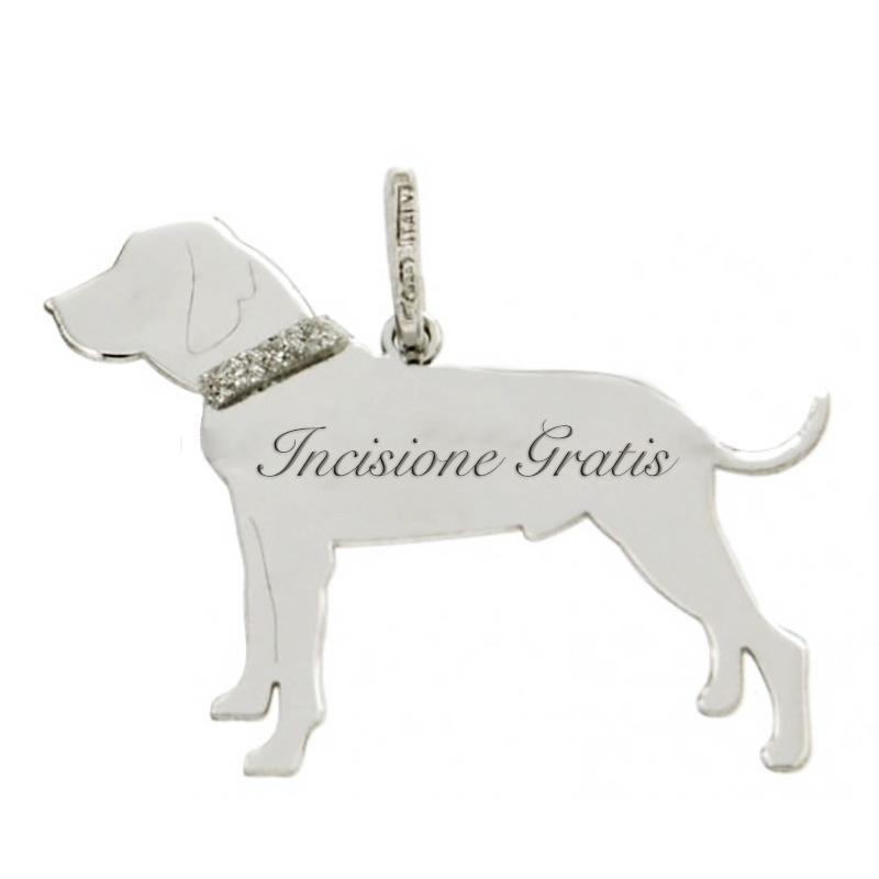 Ciondolo cane meticcio comune mm 25x28 in argento 925 rodiato con incisione gratis
