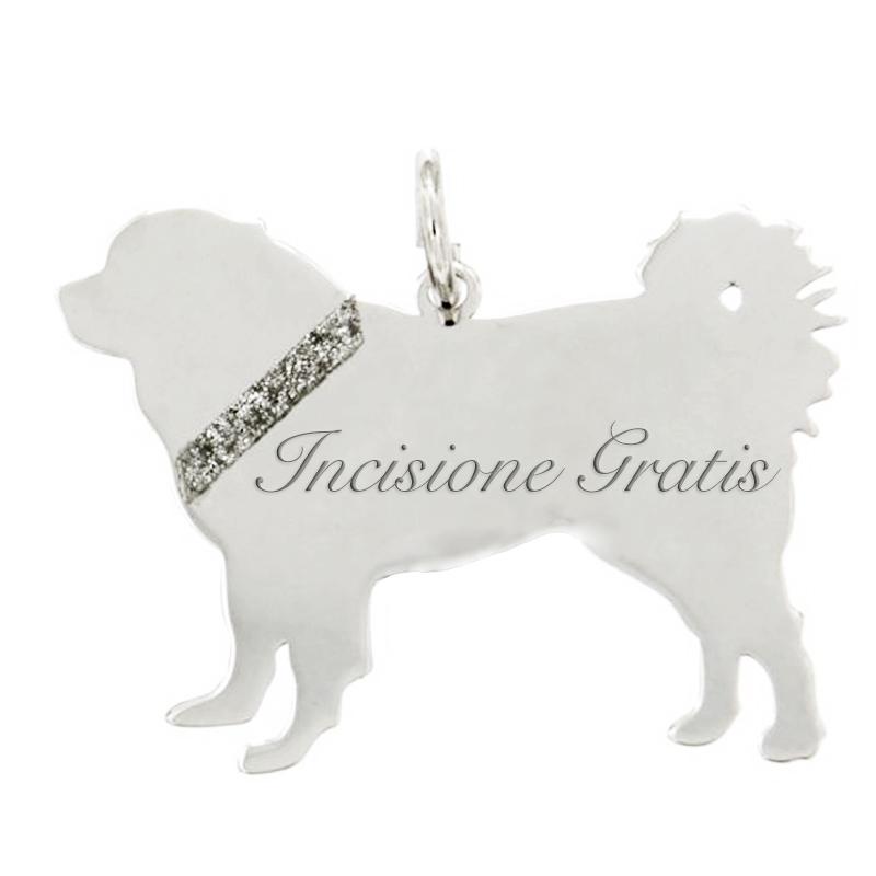 Ciondoli cane meticcio volpino mm 20x30 in argento 925 rodiato personalizzabile