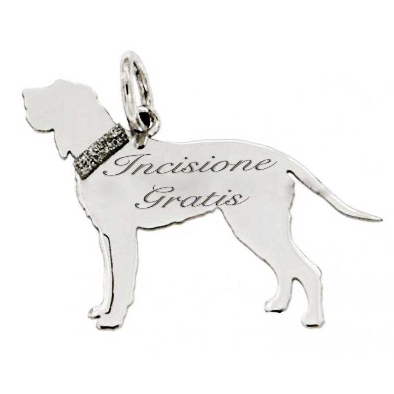 Ciondolo cane spinone italiano in argento 925 rodiato mm 20x24 -personalizzabile-