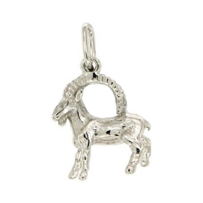 Ciondolo zodiaco capricorno mm 22x18 in argento microfuso rodiato titolo 925