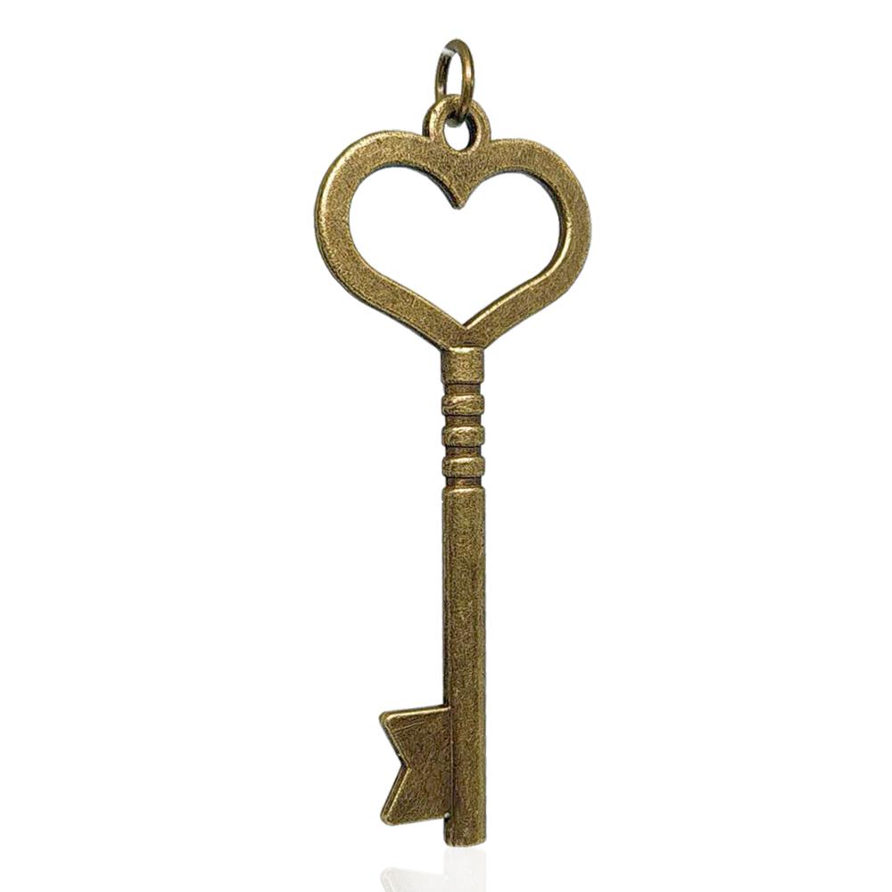 Ciondolo chiave a cuore mm 46x19 in lega di bronzo