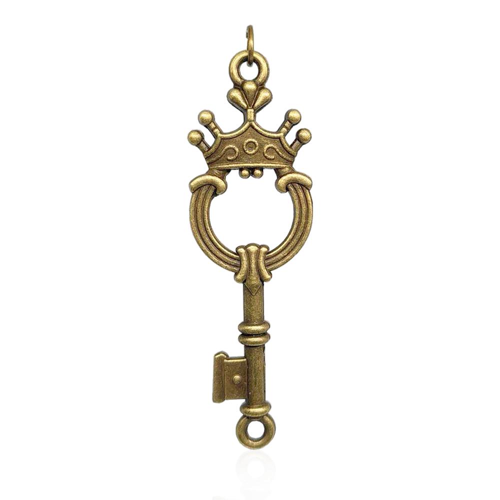 Ciondolo chiave con corona mm 54x16 in lega di bronzo