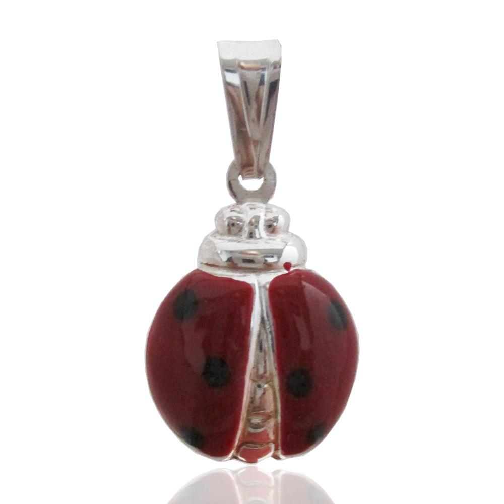 Ciondolo coccinella mm 19x14 in argento 925 smaltato a fuoco