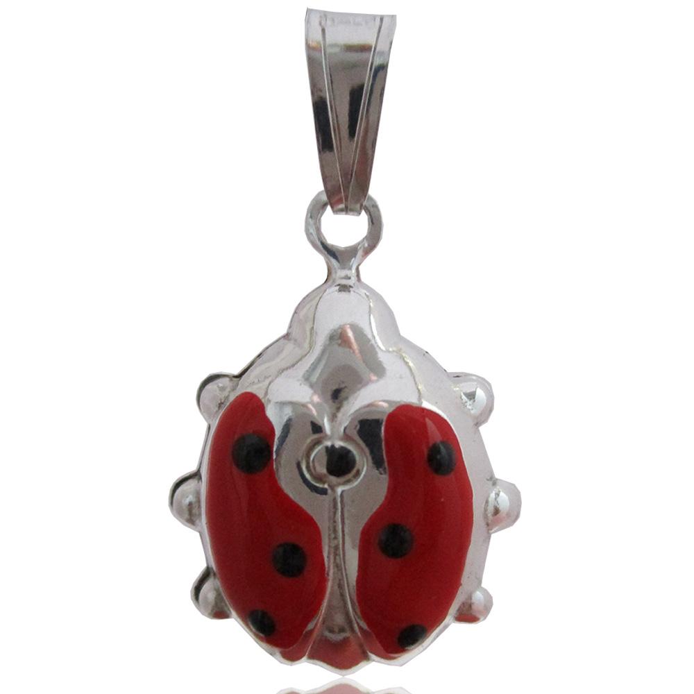 Ciondolo coccinella mm 26x18 in argento 925 smaltato a fuoco