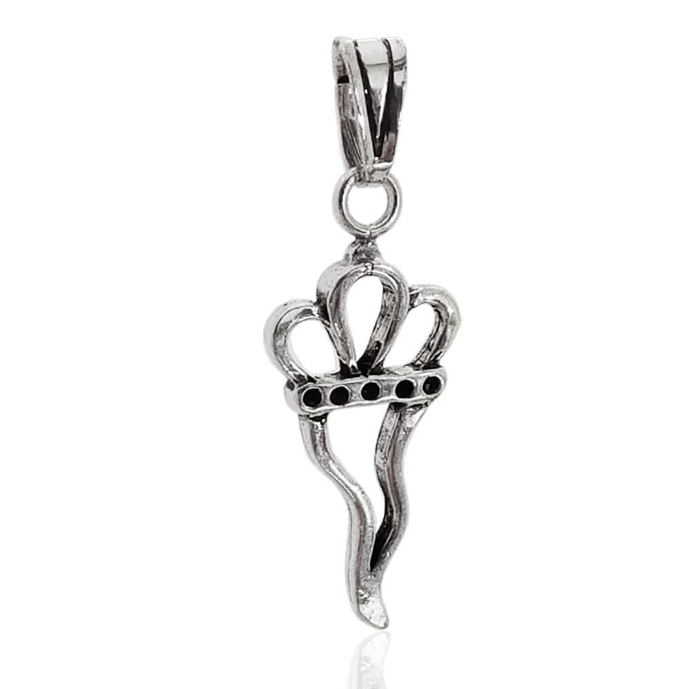 Ciondolo corno filo mm 34x14 in argento 800 brunito