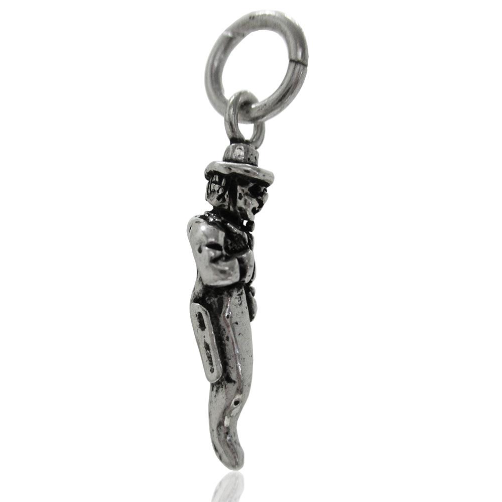 Ciondolo corno gobbo mm 28 in argento microfuso brunito titolo 800