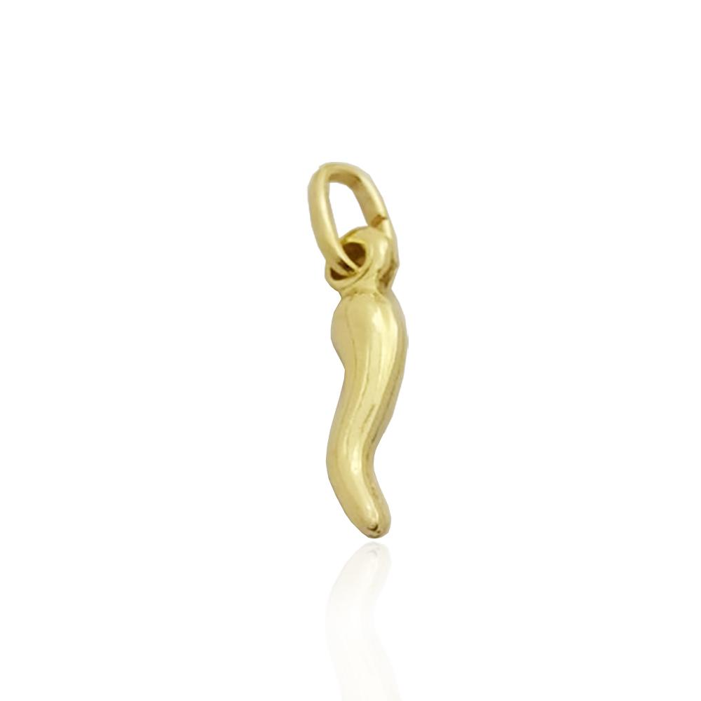 Ciondolo corno mm 18 in argento 925 dorato