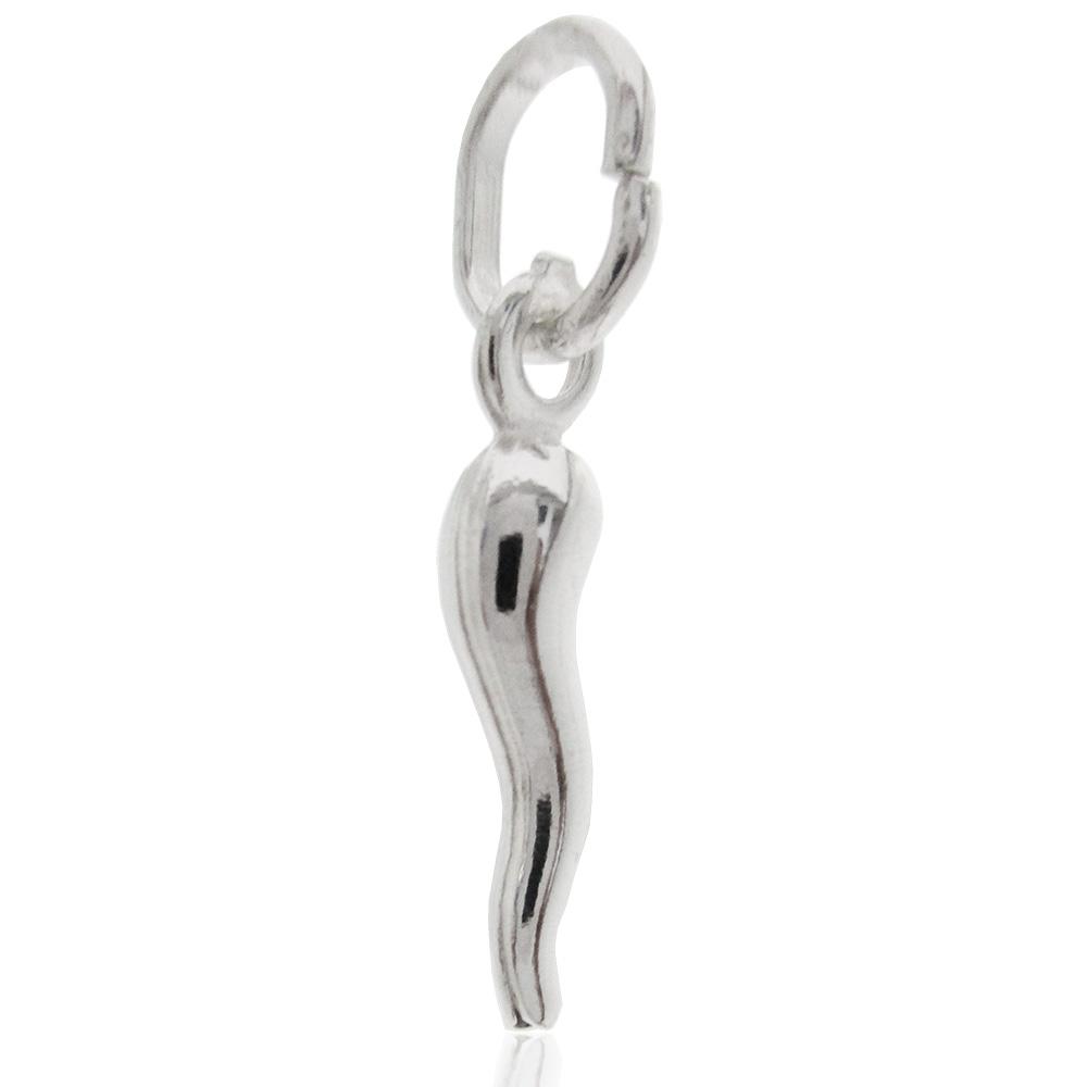 Ciondolo corno scaramantico mm 18 in argento titolo 925