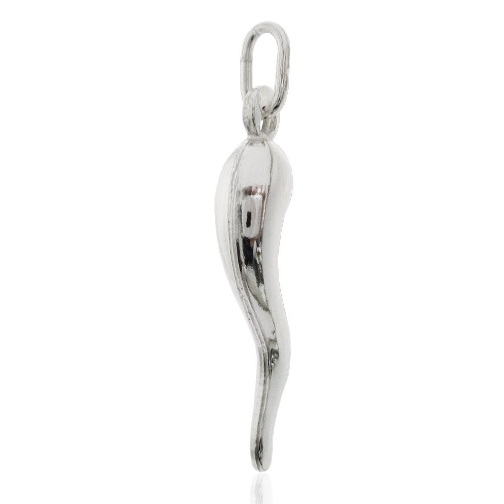 Ciondolo corno scaramantico mm 34 in argento titolo 925