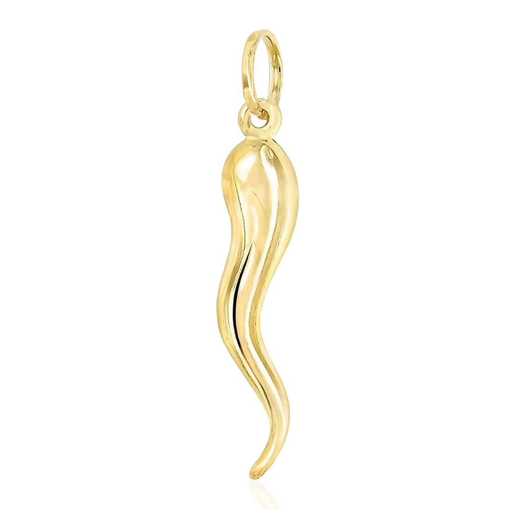 Ciondolo corno mm 34 in argento 925 dorato