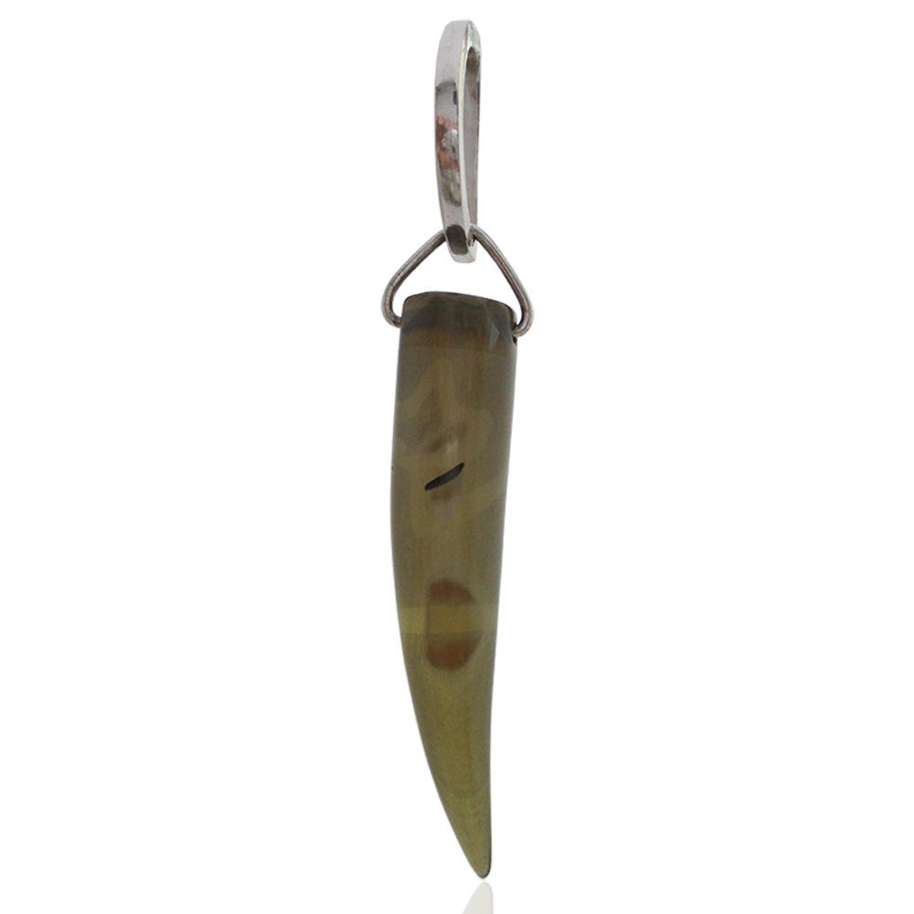 Ciondolo corno in agata di mm 60 con chiusura in argento 925 rodiato