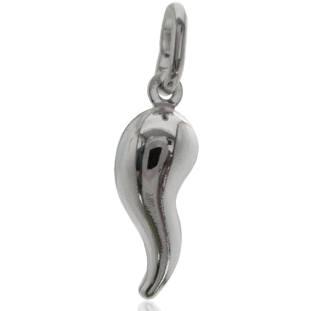 Ciondolo scaramantico corno panciuto mm 21 in argento titolo 925