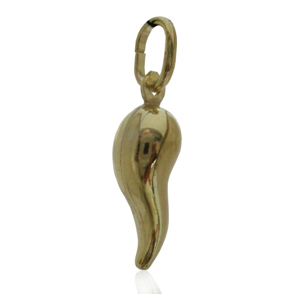 Ciondolo corno panciuto mm 22 in argento 925 dorato