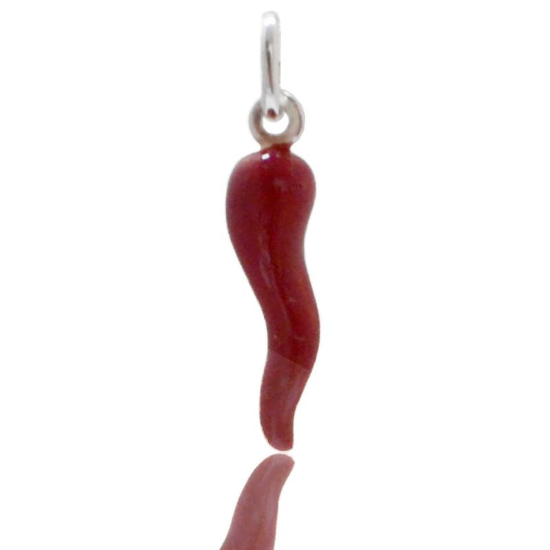 Ciondolo corno rosso mm 26 in argento 925 smaltato