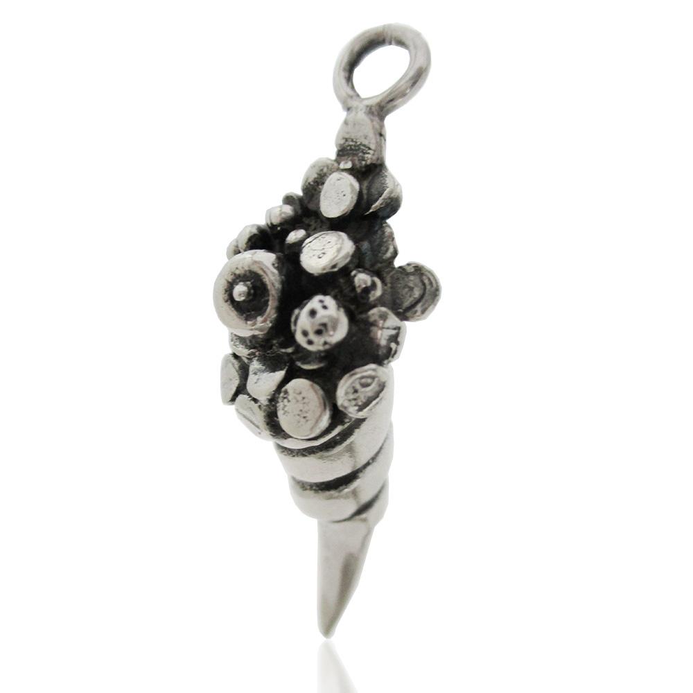 Ciondolo cornucopia mm 42 in argento microfuso brunito titolo 800