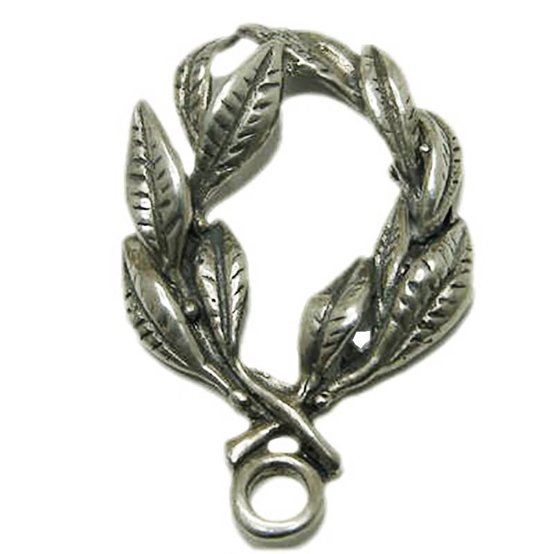 Ciondolo corona di alloro in argento brunito titolo 800 