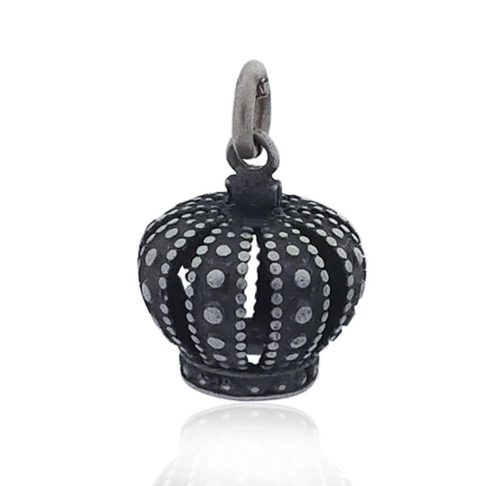 Ciondolo corona mm 14x12 in argento brunito 925