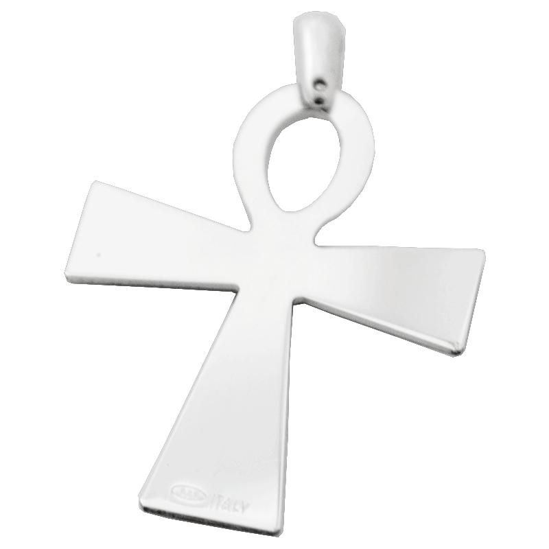 Ciondolo croce del nilo mm 38x28 in argento 925 rodiato