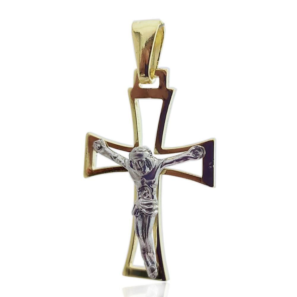 Ciondolo crocifisso mm 28x18 in argento 925 dorato e rodiato