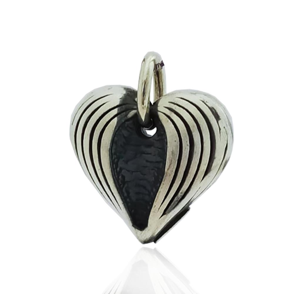Ciondolo cuore scatolato mm 19x19 in argento 925 brunito