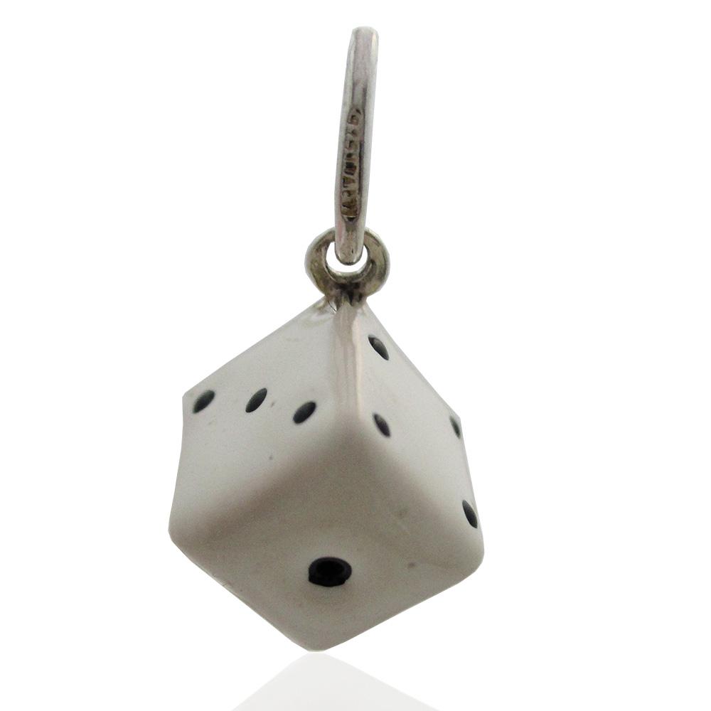 Ciondolo dado mm 10x10 in argento 925 e smalti