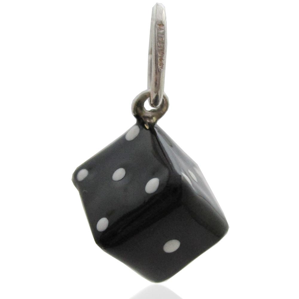 Ciondolo dado mm 10x10 in argento 925 e smalti