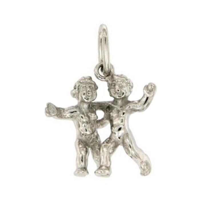 Ciondolo zodiaco gemelli mm 20x20 in argento microfuso rodiato titolo 925