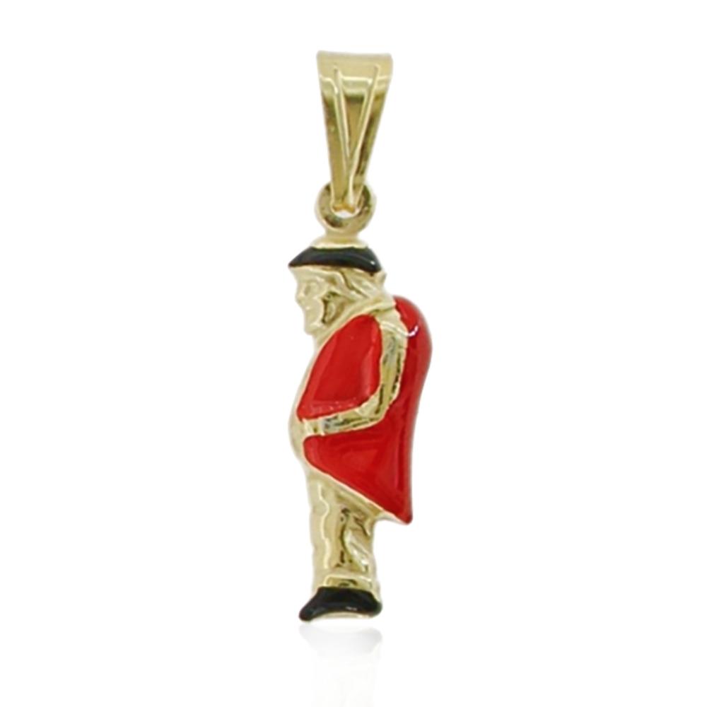 Ciondolo gobbo mm 23 in argento 925 dorato con smalto rosso